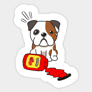 Bulldog Spilled a bottle of ketchup Sticker